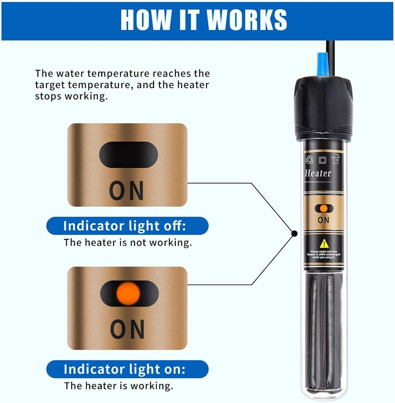 FREESEA 100 Watt Aquarium Fish Tank Heater with Aquarium Submersible Thermometer - Image 4